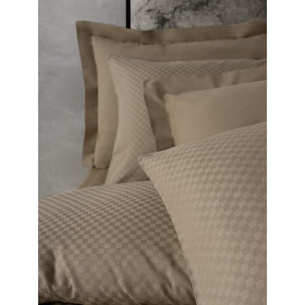 Lenjerie de pat maro din bumbac ranforcé pentru pat dublu, extinsă 240x220 cm Checkered – Mila Home Luxury-image-2