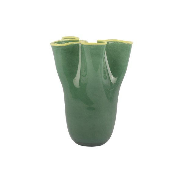 Vază verde din sticlă lucrată manual (înălțime 31,5 cm) Ruffles – PT LIVING
