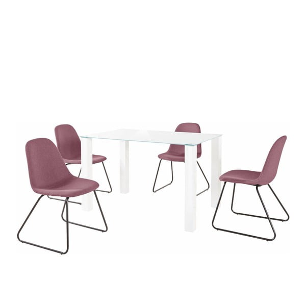 Set masă cu 4 scaune Støraa Dante Colombo, roşu