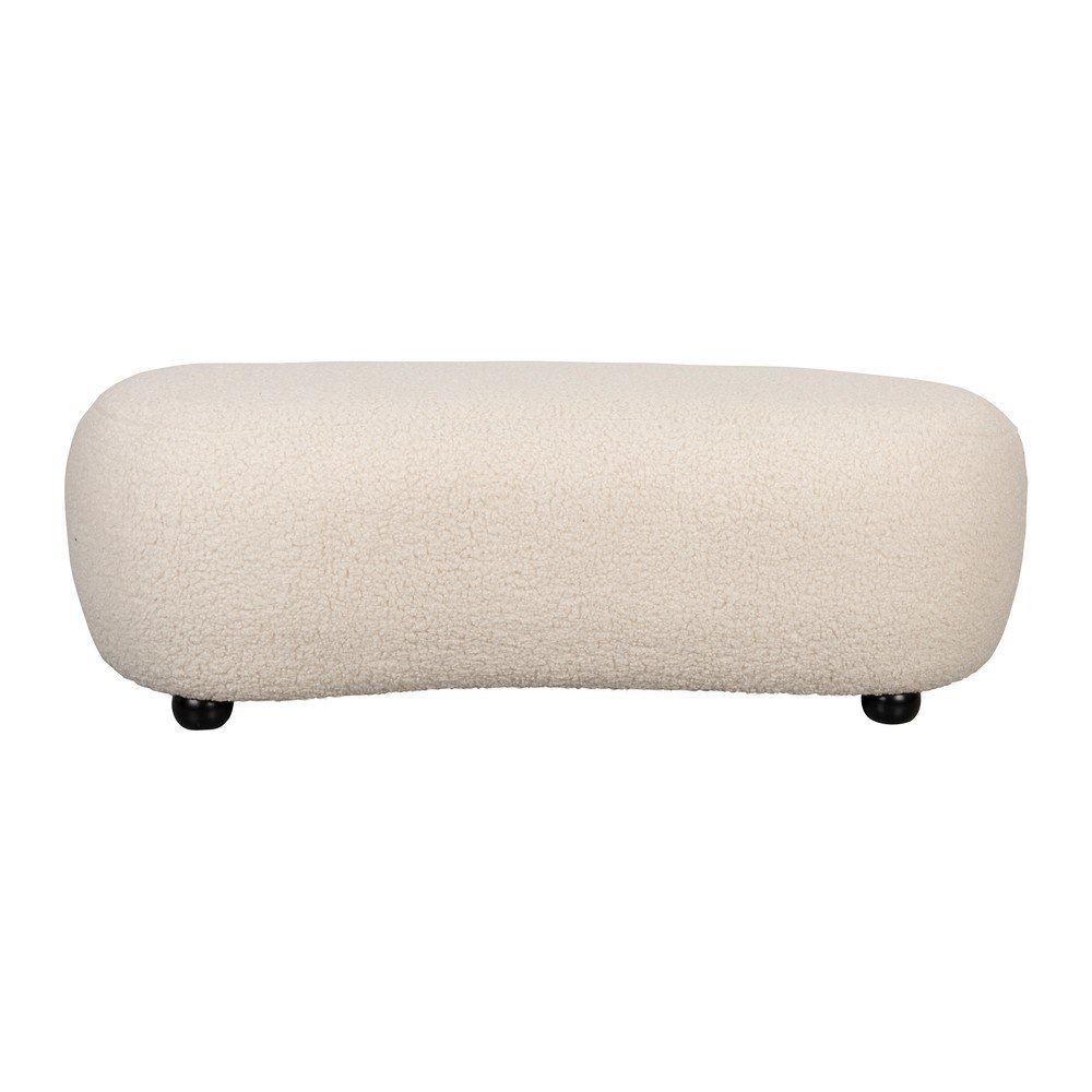 Bancă crem capitonată cu tapițerie din țesătură bouclé Noxx – White Label