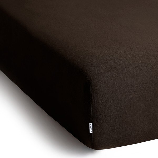 Cearceaf maro închis din jerseu cu elastic 160x200 cm Amber – Restilo-image-2