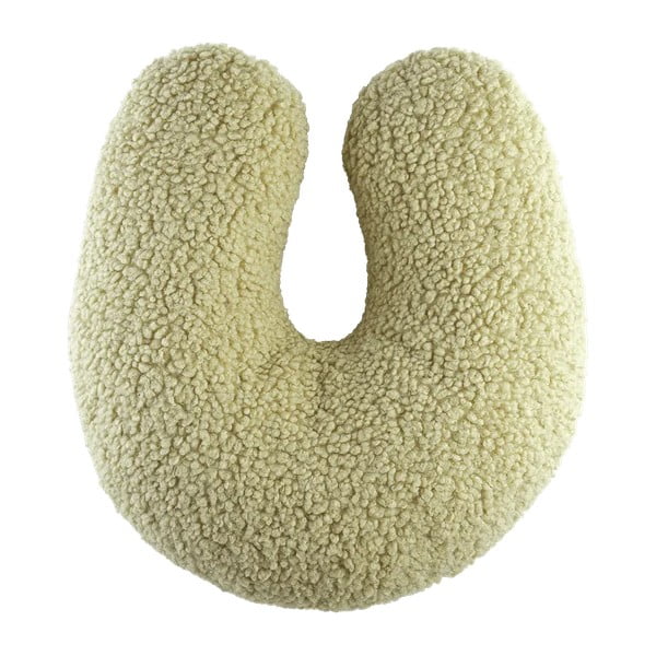 Pernă decorativă pentru copii verde cu tapițerie din țesătură bouclé U – Wigiwama