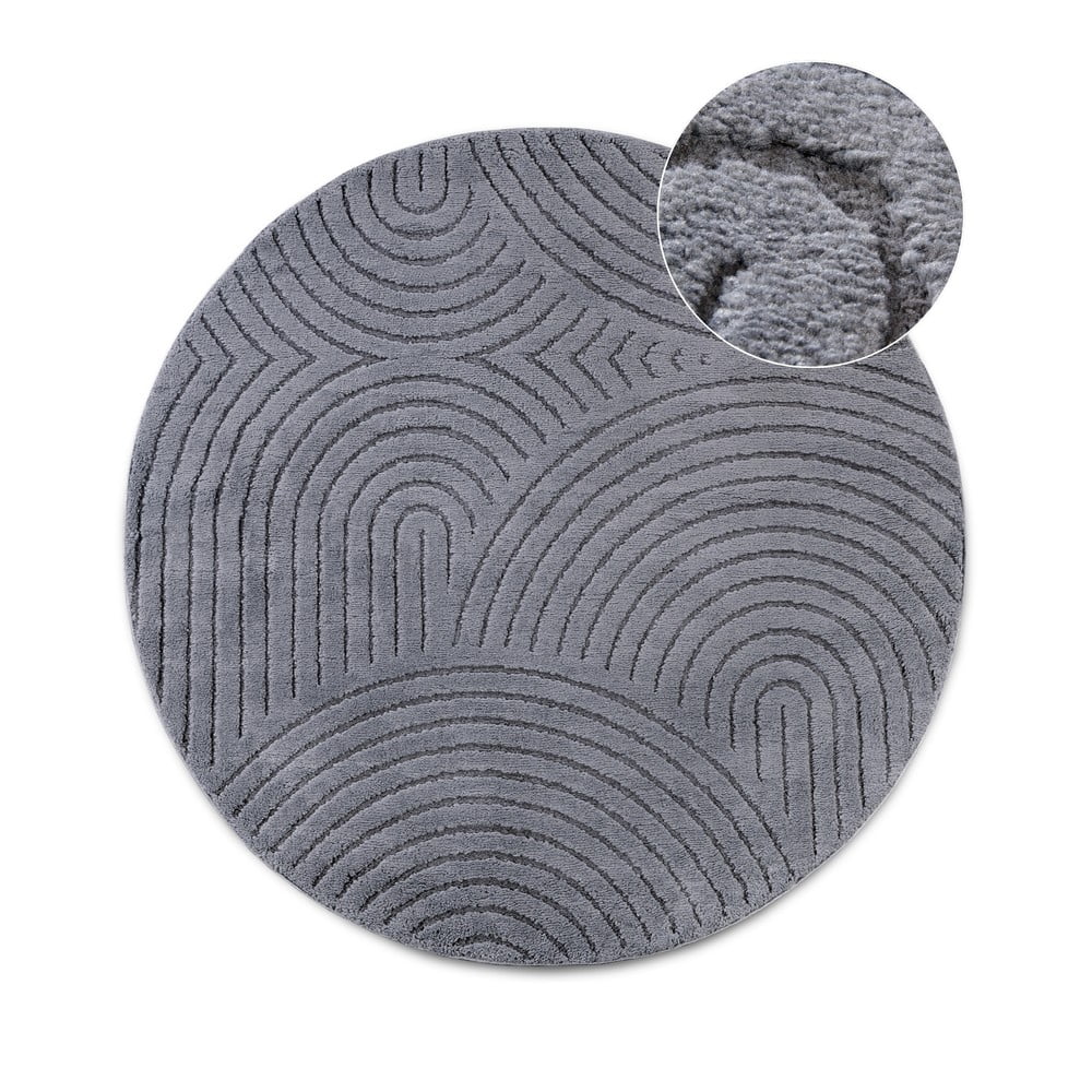 Covor gri antracit rotund ø 160 cm Panglao New York Anthracite – Elle Decoration