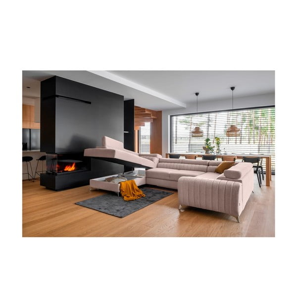 Colțar roz extensibil/cu spațiu de depozitare (cu colț pe partea stângă/în formă de "U") Louis – ELTAP-image-2