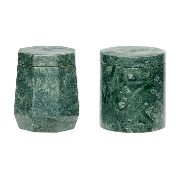 Set 2 recipiente din marmură Hübsch Verven, verde