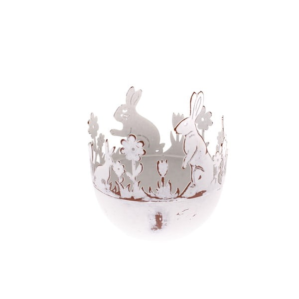 Suport decorativ metalic pentru ou Dakls, model iepure