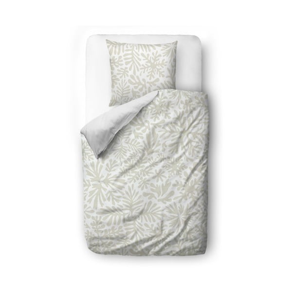 Lenjerie de pat albă/gri deschis din bumbac satinat pentru pat de o persoană 140x200 cm Freezing – Butter Kings