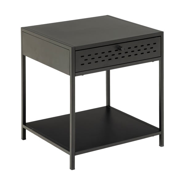 Noptieră din metal cu sertar Actona Newcastle, negru-image-2