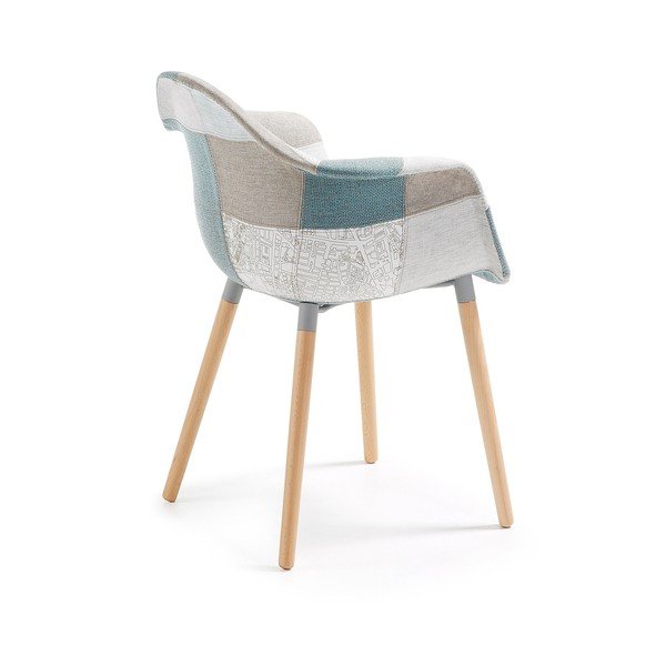 Set 2 scaune cu picioare din lemn și cotiere La Forma Kenna, albastru - gri-image-3