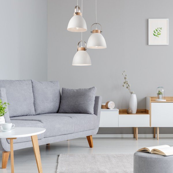 Lustră albă cu abajur din metal ø 37 cm Danielle – LAMKUR-image-1