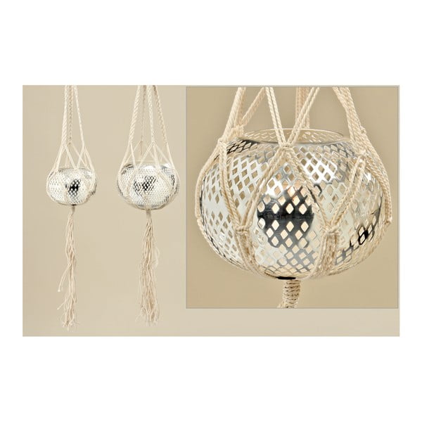 Set 2 suporturi suspendate din iută pentru suporturi lumânare Boltze Macrame