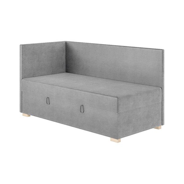 Pat pentru copii  gri pe colț cu spațiu de depozitare cu saltea 90x200 cm Flexi – Ghado-image-3
