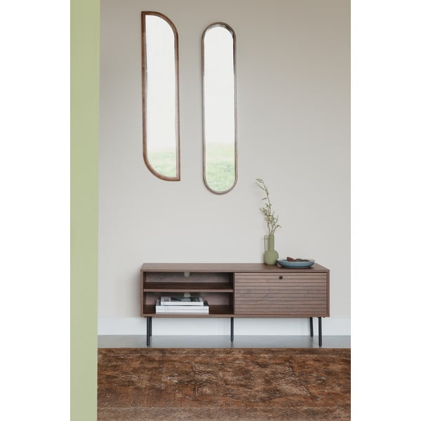 Comodă TV maro cu aspect de lemn de nuc 120x50x40 cm Stripes – White Label-image-1