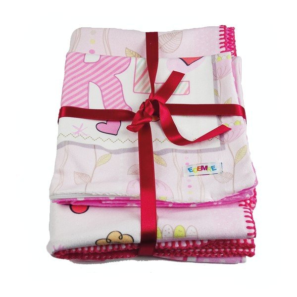 Set pătură și față de pernă  pentru copii roz 85x125 cm – OYO kids-image-2
