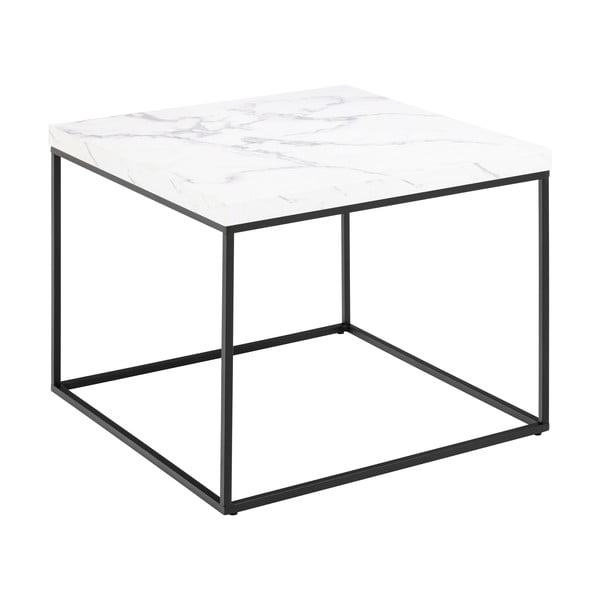 Măsuță de cafea albă cu blat cu aspect de marmură 60x60 cm Barossa – Actona-image-3