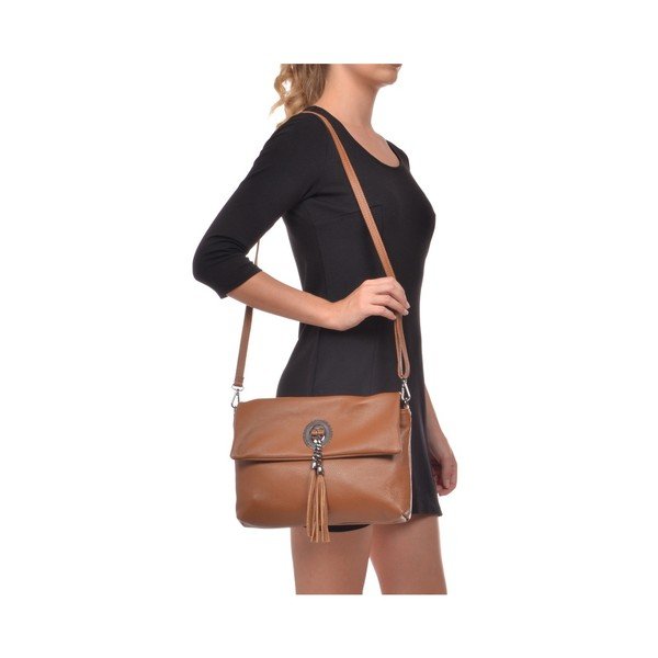 Geantă din piele crossbody Roberta M Elisa, maro coniac-image-4