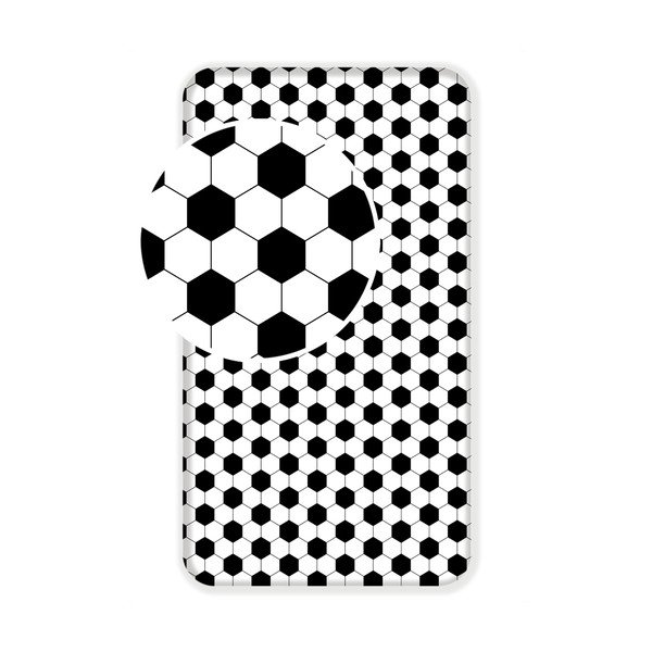 Cearceaf pentru copii alb-negru din bumbac pentru pat de o persoană cu elastic 90x200 cm Football – Jerry Fabrics