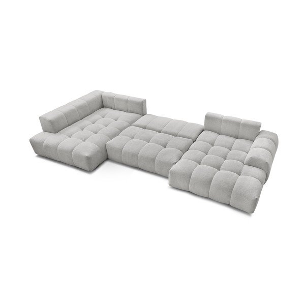 Colțar gri deschis extensibil/cu spațiu de depozitare cu tapițerie din chenille (cu colț pe partea stângă/în formă de "U") Everest – Bobochic Paris-image-4