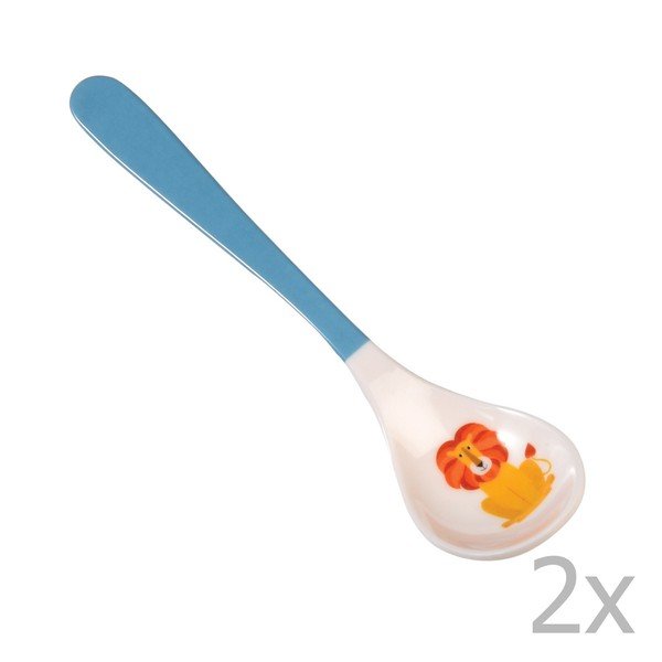 Set 2 lingurițe pentru bebeluși Rex London Charlie The Lion, albastru