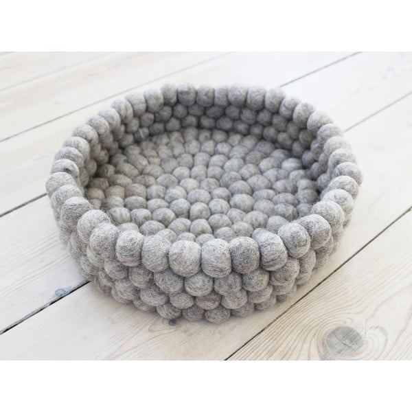 Coș depozitare cu bile din lână Wooldot Ball Basket, ⌀ 28 cm, maro nisip