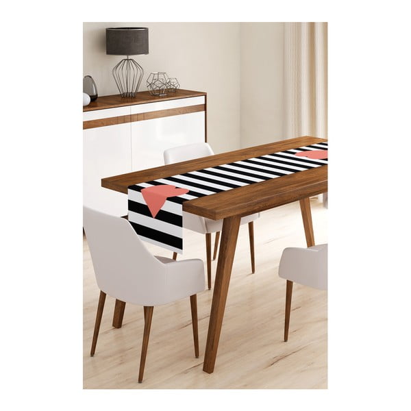 Napron din microfibră pentru masă Minimalist Cushion Covers Stripes with Heart, 45 x 145 cm
