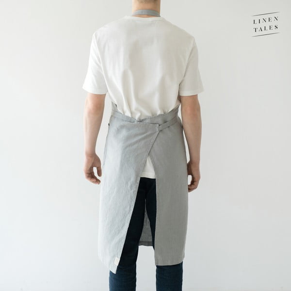 Șorț din in Linen Tales Chef, lungime 100 cm, gri deschis-image-2