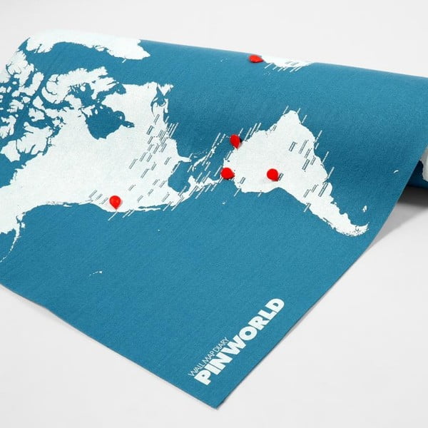 Hartă a lumii de perete Palomar Pin World Mini, 77 x 48 cm, albastru-image-1