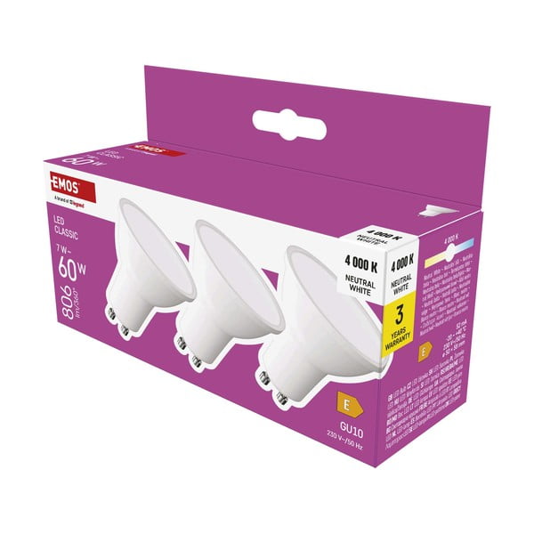 Becuri LED GU10, 3 buc. cu lumină neutră 7 W – EMOS-image-3