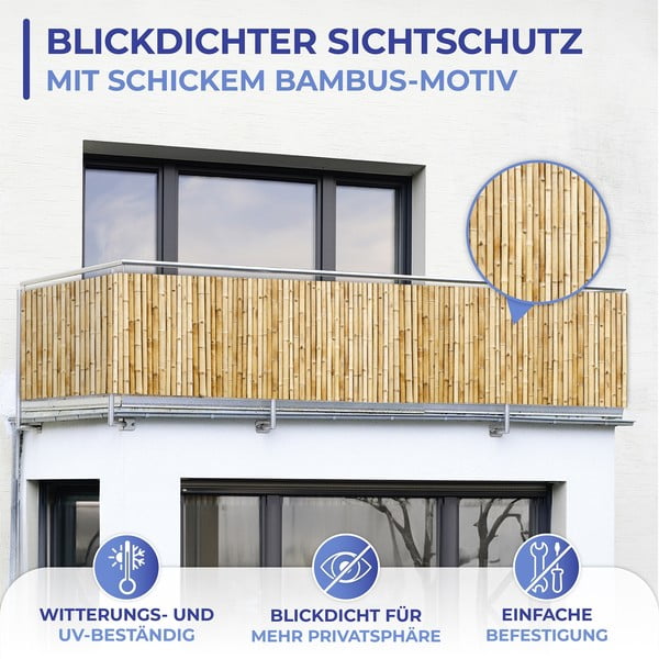 Paravan pentru balcon maro deschis din plastic 500x85 cm – Maximex-image-4