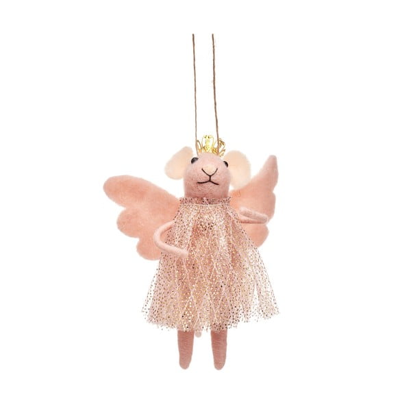Ornament de Crăciun lucrat manual din material textil 13 cm Pink Princess Fairy Mouse – Sass & Belle