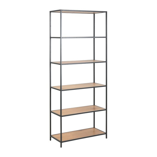 Etajeră neagră/în culoare naturală cu aspect de lemn de stejar 77x185 cm Seaford – Actona-image-1