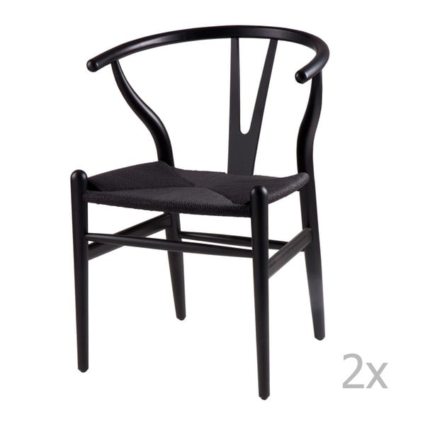 Set 2 scaune din lemn sømcasa Ada, negru
