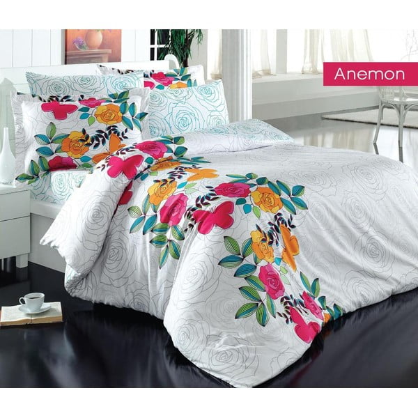 Lenjerie de pat cu cearșaf Anemon, 200 x 220 cm