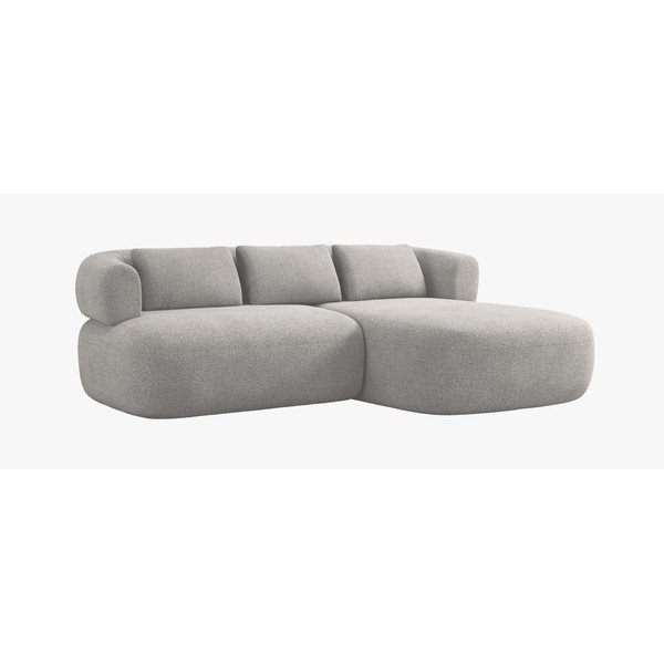 Colțar gri deschis cu tapițerie din țesătură bouclé (cu colț pe partea dreaptă/cu șezlong) Jenny – Micadoni 
