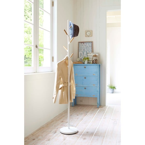 Cuier cu detalii din lemn de fag YAMAZAKI Plain Pole Hanger, alb-image-1