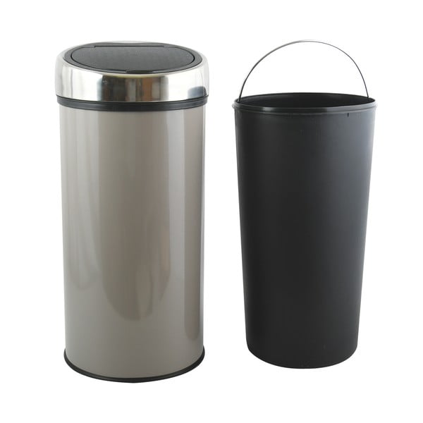 Coș de gunoi taupe cu senzori de atingere din oțel 30 l – MSV-image-2