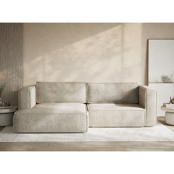 Colțar bej extensibil/cu spațiu de depozitare cu tapițerie din chenille (cu colț pe partea stângă/cu șezlong) Velto – Maison de Rêve-image-1