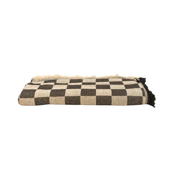 Cuvertură neagră/bej pentru pat dublu 240x240 cm Black Checkerboard – Really Nice Things-image-2