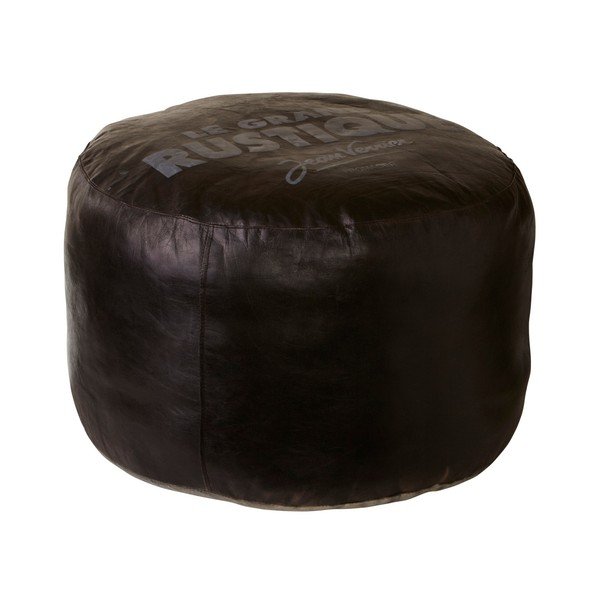 Taburet puf din piele Canett Texas, negru-image-1