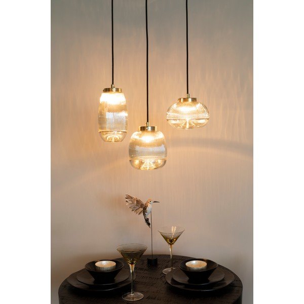 Lustră aurie cu abajur din sticlă ø 12 cm Robin - White Label-image-1