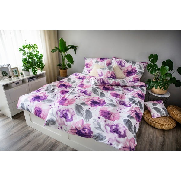 Lenjerie de pat din bumbac satinat Cotton House Penny, 140 x 200 cm, violet-image-1