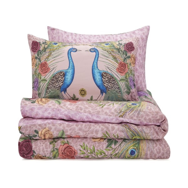 Lenjerie de pat roz din bumbac satinat pentru pat de o persoană 135x200 cm Xanadu Peacock – Matthew Williamson