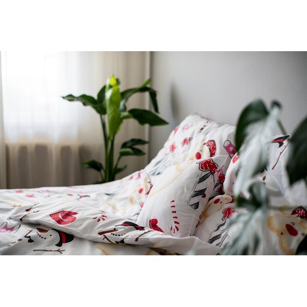 Lenjerie de pat cu model de Crăciun Cotton House Snowman, 140 x 200 cm-image-2