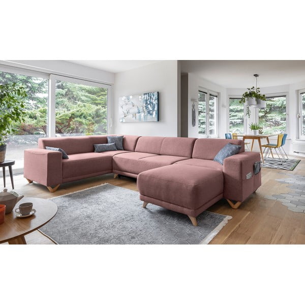 Colțar roz extensibil/cu spațiu de depozitare (cu colț pe partea stângă/în formă de "U") Classy Sophie – Miuform-image-3