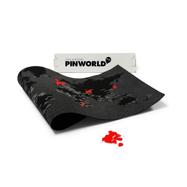 Mini hartă a lumii de perete Palomar Pin World, 77 x 48 cm, negru-image-3