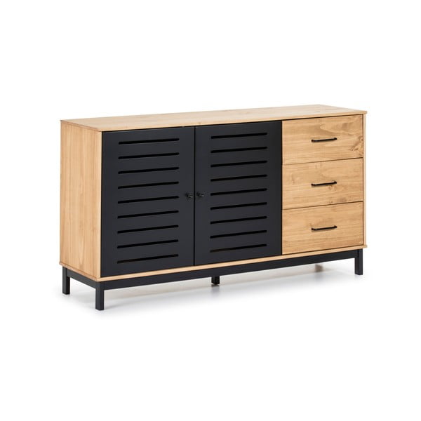 Comodă din lemn cu detalii negre Marckeric Alessia, înălțime 141 cm-image-2