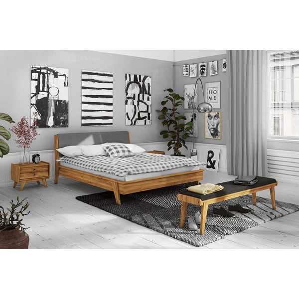 Bancă din stejar cu șezut gri Retro - The Beds-image-1