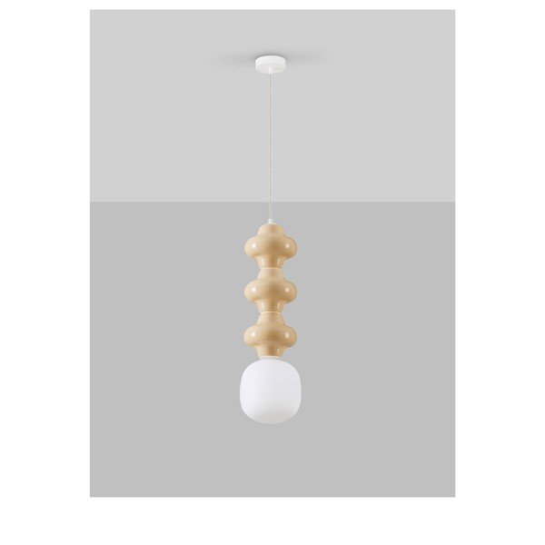 Lustră albă/crem din ceramică cu abajur din sticlă ø 18 cm Clio – Nova Luce-image-3