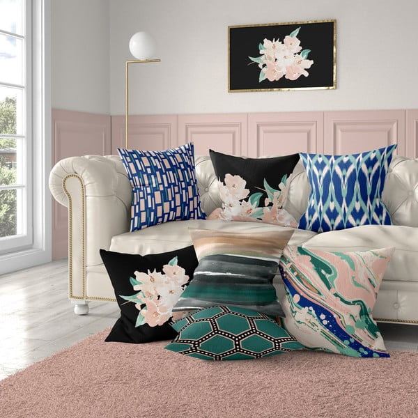 Față de pernă decorativă Mike & Co. NEW YORK Honey Artsy, 43 x 43 cm, roz-albastru-image-1