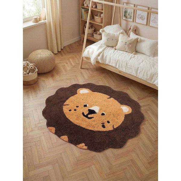 Covor pentru copii portocaliu/maro lavabil/țesut manual din bumbac 112x120 cm Snuggle Lea – Hanse Home-image-1